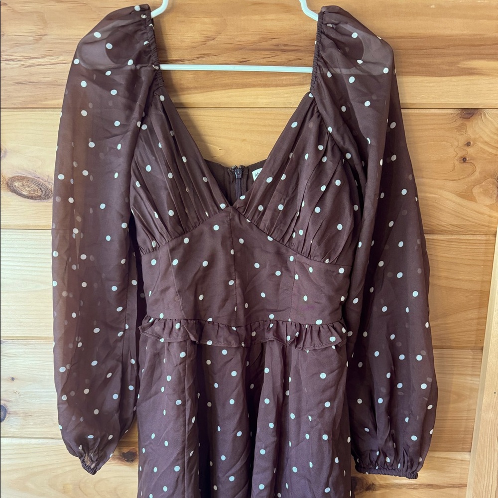 ABERCROMBIE Drop Waist Puff Sleeve Polka Dot Mini Dress